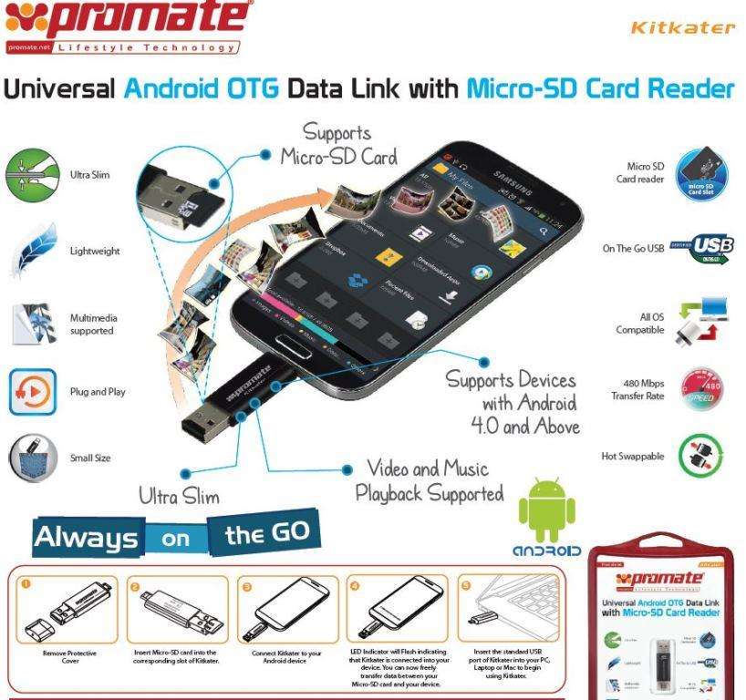 Promate Kitkater Universal Android OTG Data link with Micro