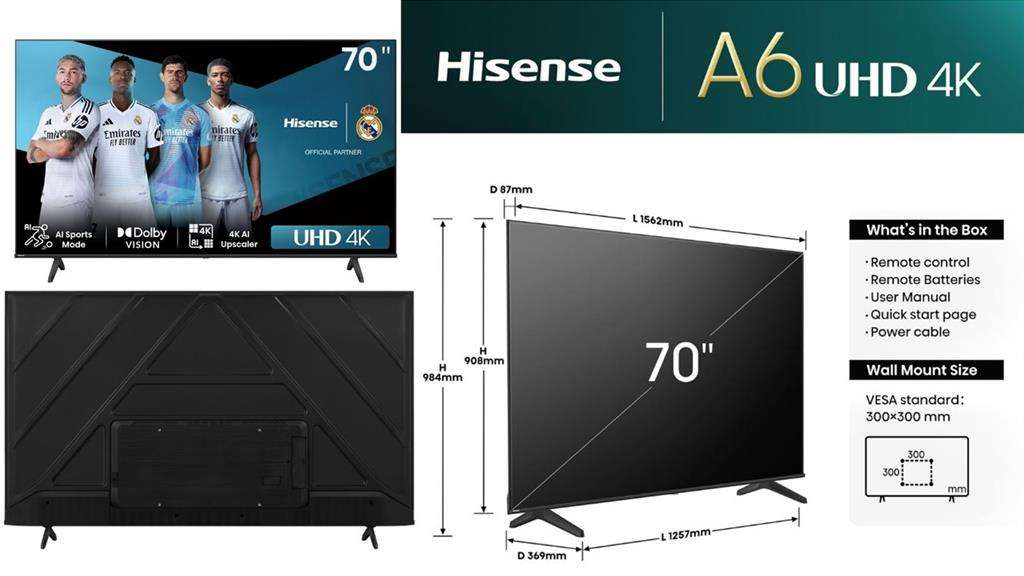 Hisense 70 inch A6N Series UHD Smart TV