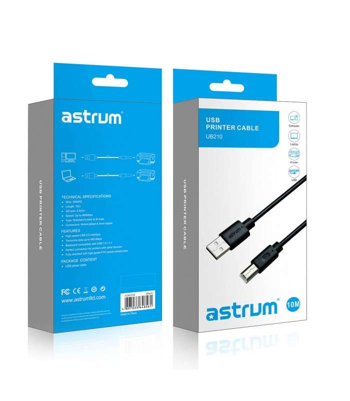Astrum UB210 USB A-B 10.0M Printer Cable