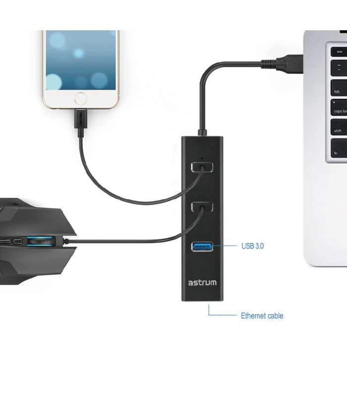 Astrum DA580 USB 3.0 HUB + Ethernet Adapter