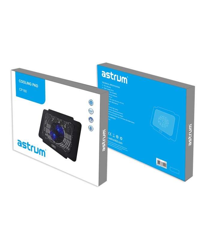 Astrum CP160 Laptop Cooling Pad Ultra Slim 15.6 Inch Black