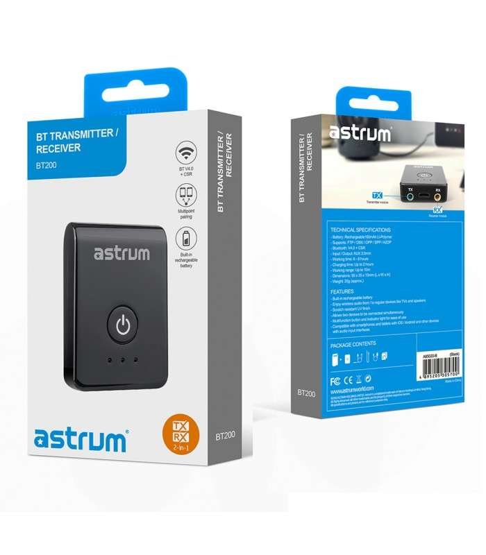 Astrum BT200 Wireless BT Transmitter / Receiver Black