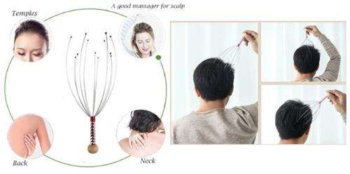 Casey 12 Fingers Head And Scalp Hand Held Manual Massager Red