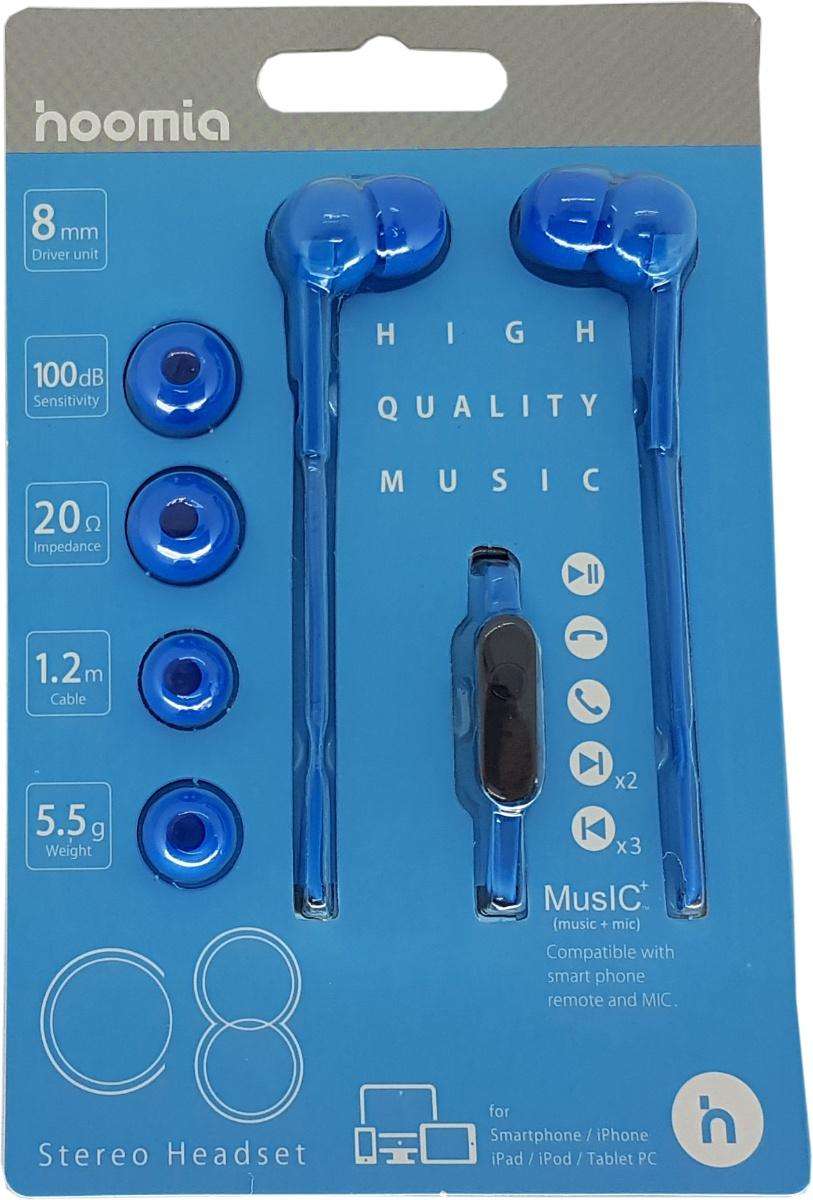 Stero Earphone with Mic Blue 1.2M