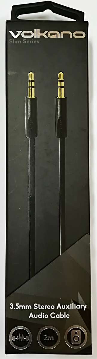 Volkano Slim Series Aux Cable 2m - Black