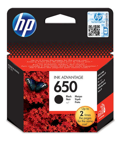 HP 650 Black Ink Cartridge Blister Pack - New