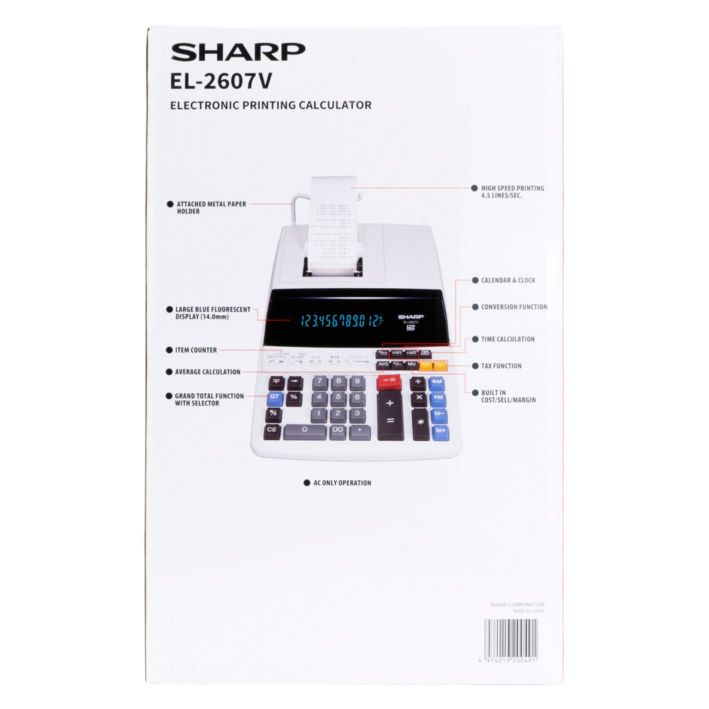 Sharp EL-2607V Premium Fast Printer Calculator AC Powered