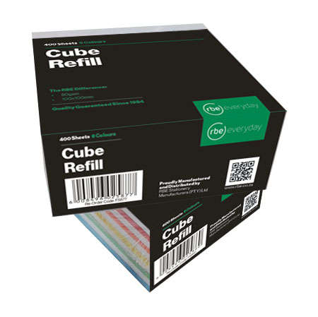 RBE Cube Refill 80gsm 90x90mm 6 Colours 400 sheets
