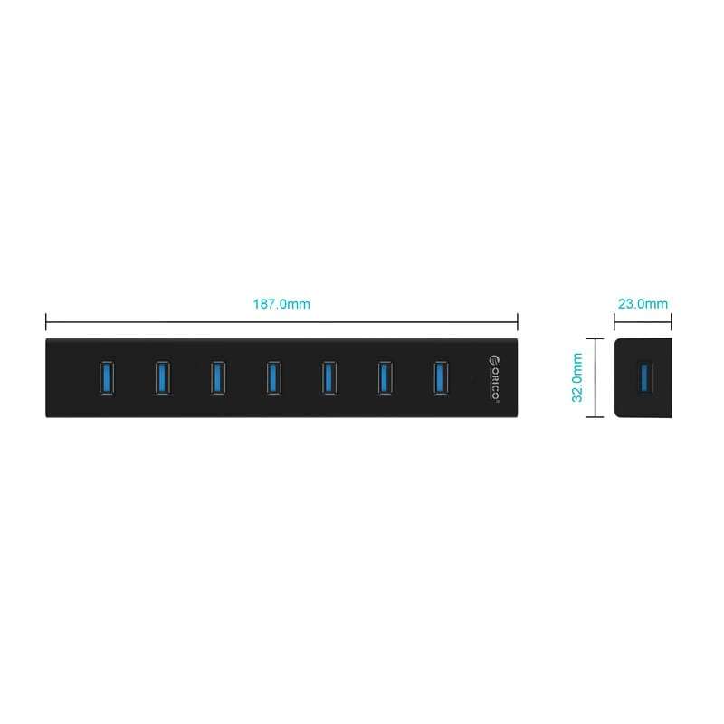 Orico 7 Port USB3.0 Aluminium Hub - Black