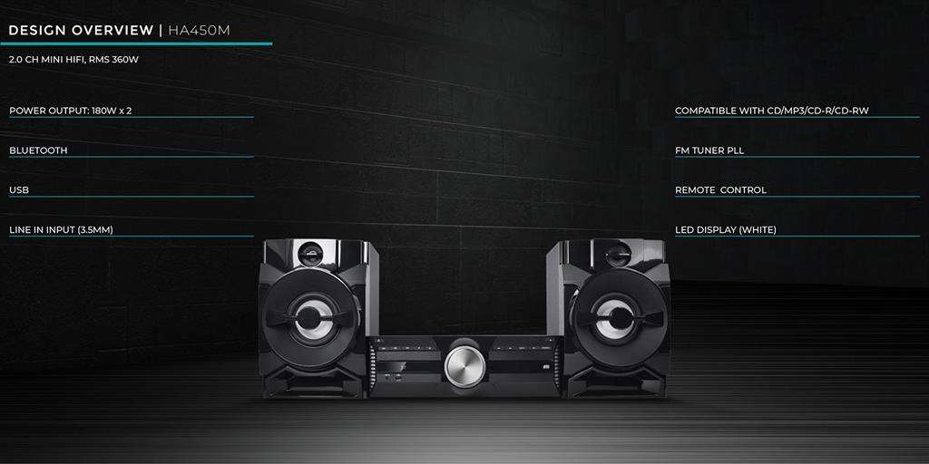 Hisense HA450 Mini HiFi System- 2.0 Channel Stereo Speakers