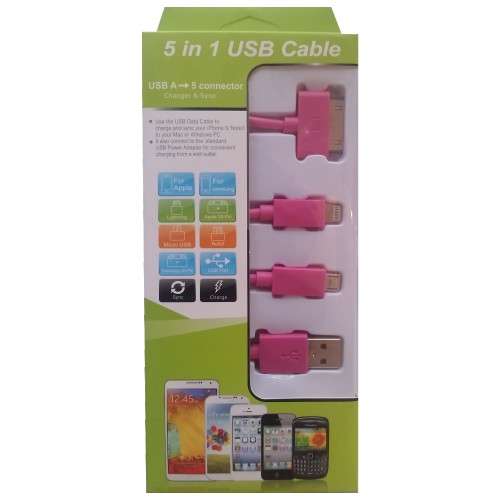 USB Mobile Data Cable 4 in 1 Pink