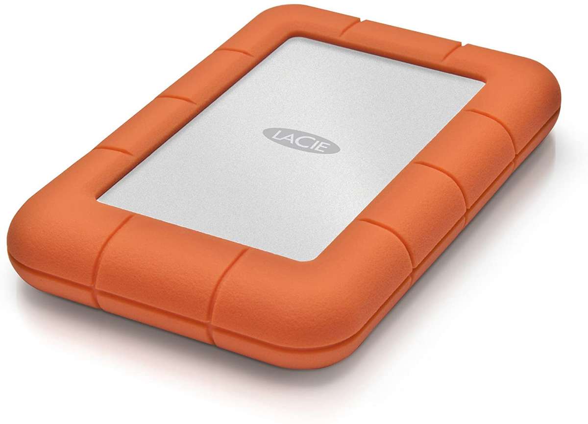 LaCie Rugged Mini - 1TB External Hard Drive USB 3.0 Silver/Orange