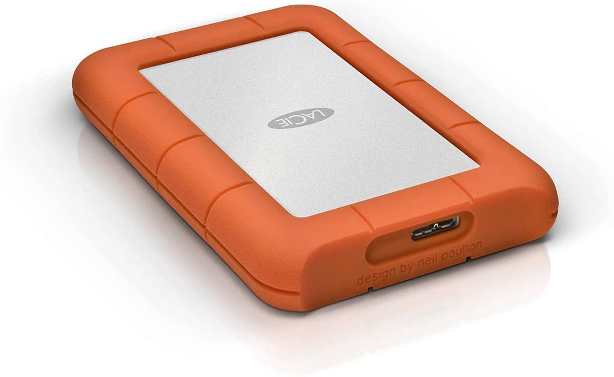 LaCie Rugged Mini - 1TB External Hard Drive USB 3.0 Silver/Orange