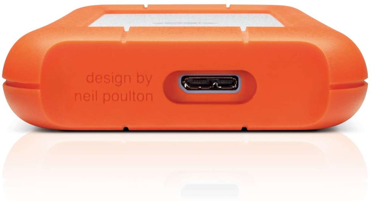 LaCie Rugged Mini - 1TB External Hard Drive USB 3.0 Silver/Orange