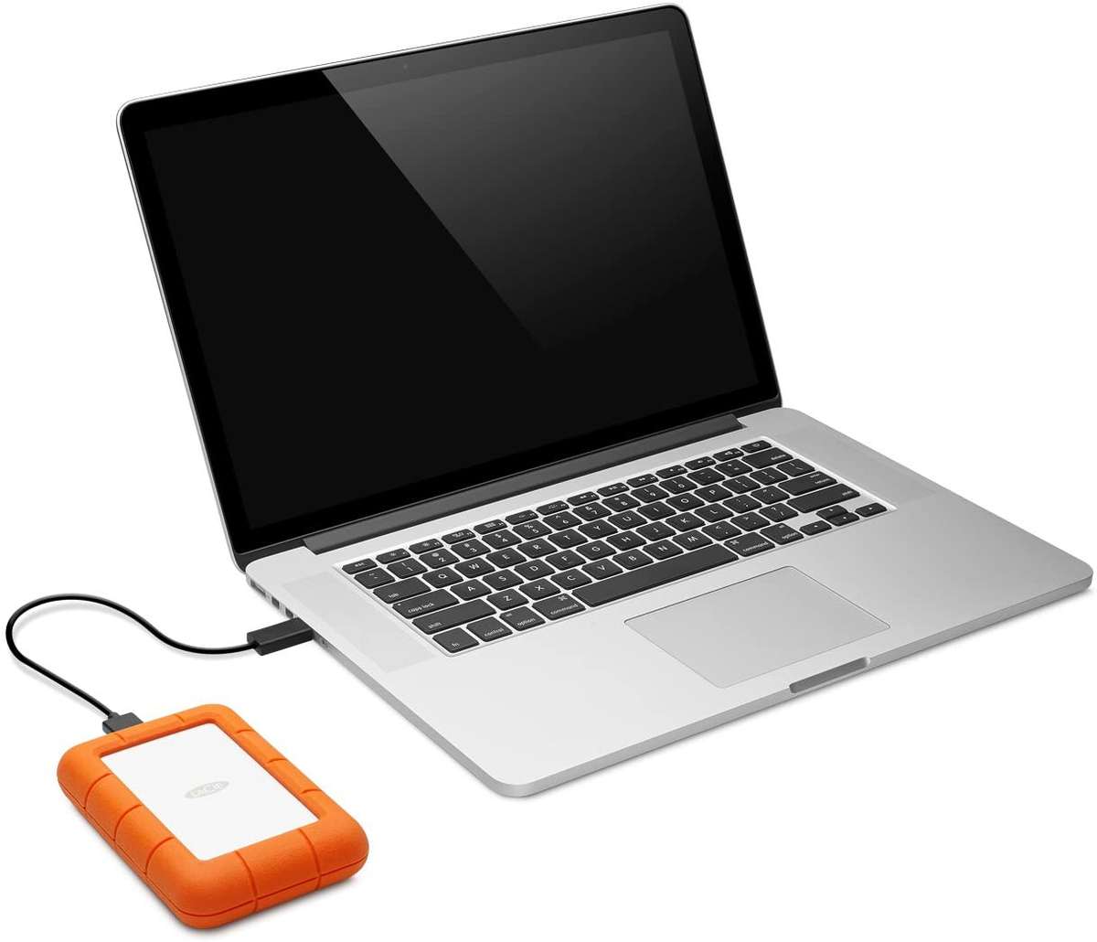 LaCie Rugged Mini - 1TB External Hard Drive USB 3.0 Silver/Orange
