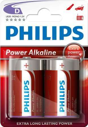 Philips Power Alkaline Battery LR20P2B 2 X D Alkaline
