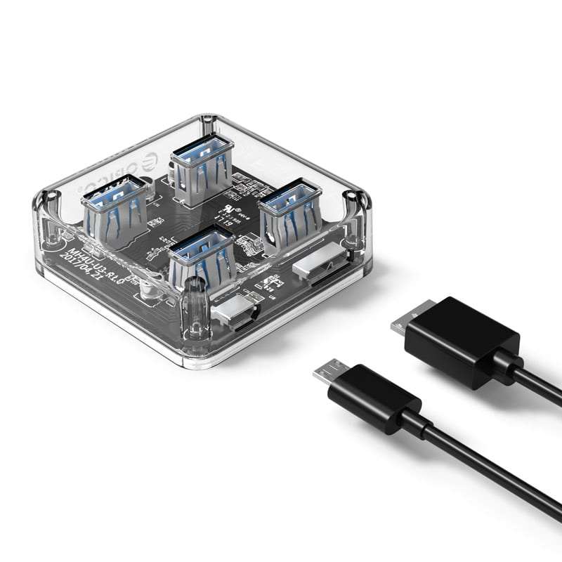 Orico 4 Port USB3.0 Transparent Hub - MH4U-U3-03-CR-BP