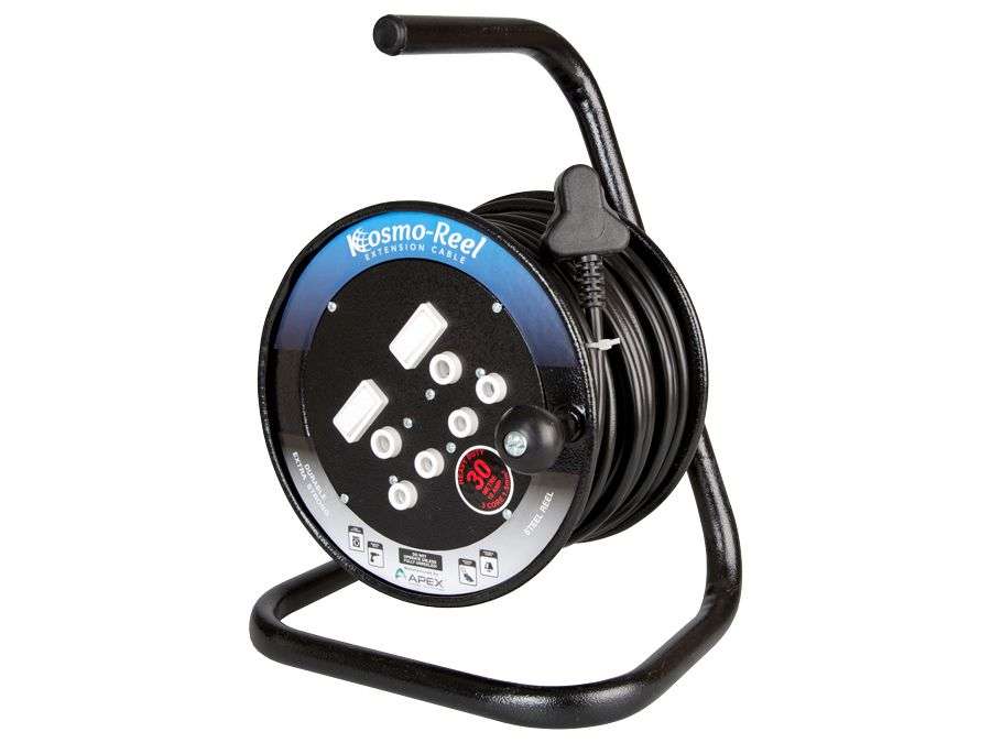 30M 16A Extension Cord on Open Metal Reel