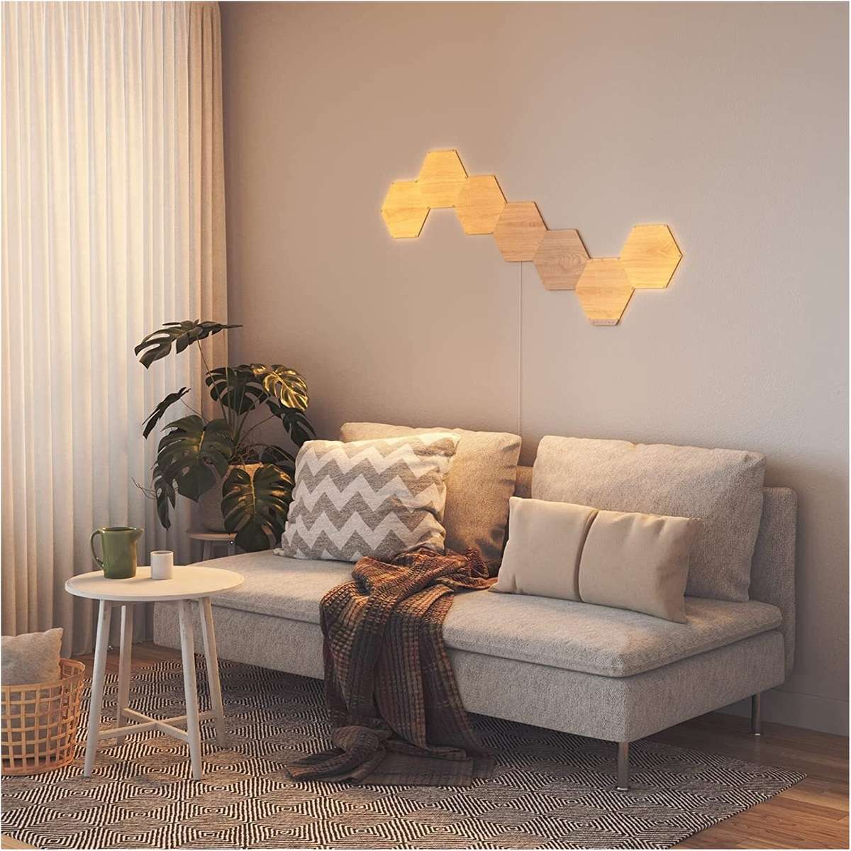 Nanoleaf Elements Hexagons Standard Kit - Birchwood - 7 Pack - EU UK
