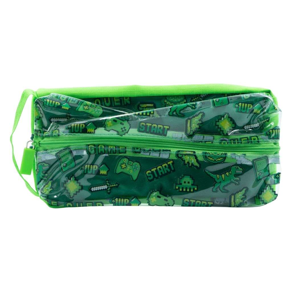 Quest Clear PVC Pencil Case Gamer Green