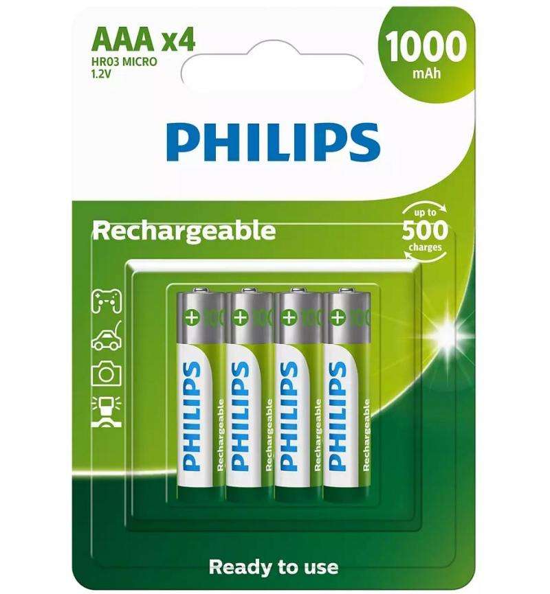 Philips Rechargeable battery AAA 4 Pack 1000MAh