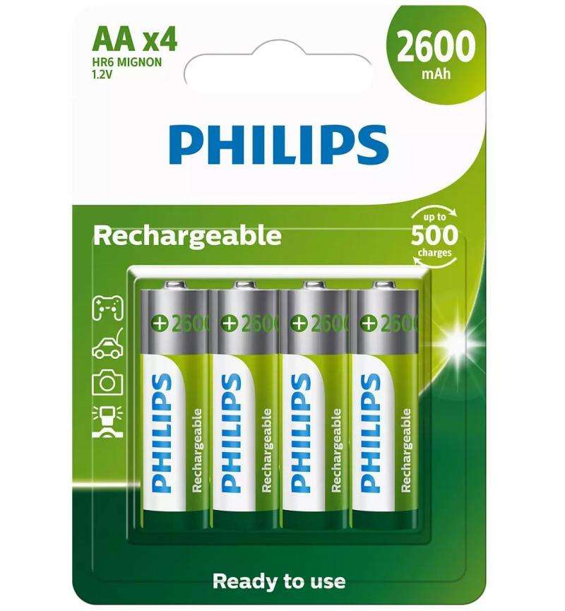 Philips Rechargeable Battery AA 4 Pack 2600MAh - R6B4B260/73
