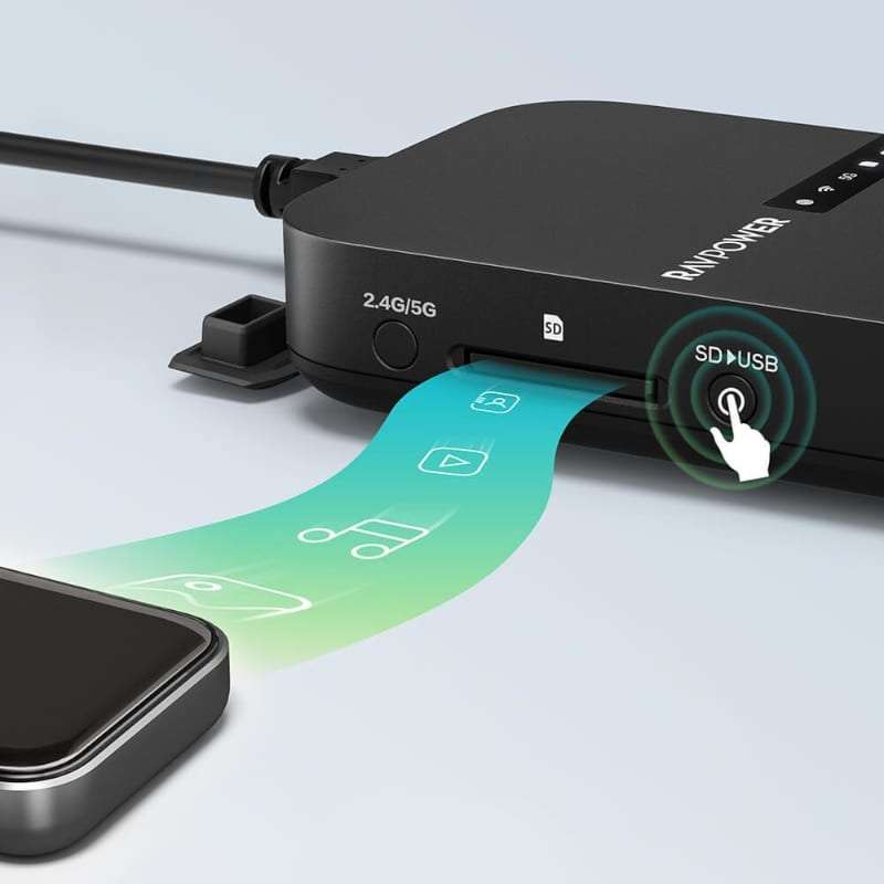 RAVPOWER AC750 6700mAh Wireless Travel FileHub|AP|Bridge|Router|SD Card Reader