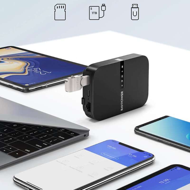 RAVPOWER AC750 6700mAh Wireless Travel FileHub|AP|Bridge|Router|SD Card Reader