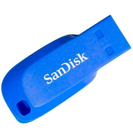 Sandisk Cruzer Black 16GB USB 2.0 Electric Blue Flash Drive