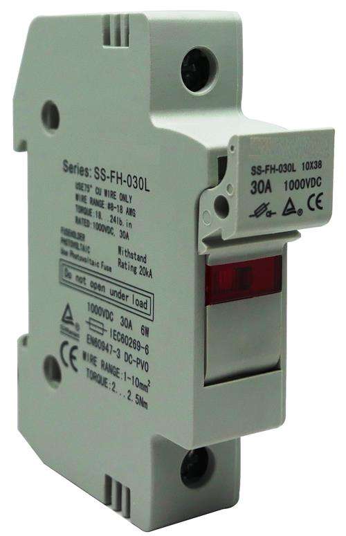 Solarix Rail Mount 1 Pole DC Fuse Holder With LED Indicator