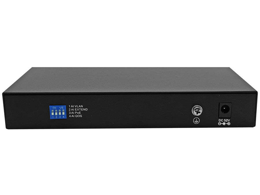 10 Port Fast Ethernet Switch with 8 AI PoE Ports and 2 FE Uplink