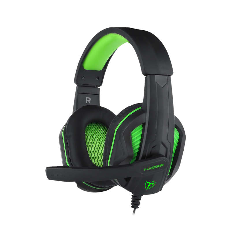 T-Dagger Cook 3.5mm Gaming Headset - Black/Green - T-RGH100-1