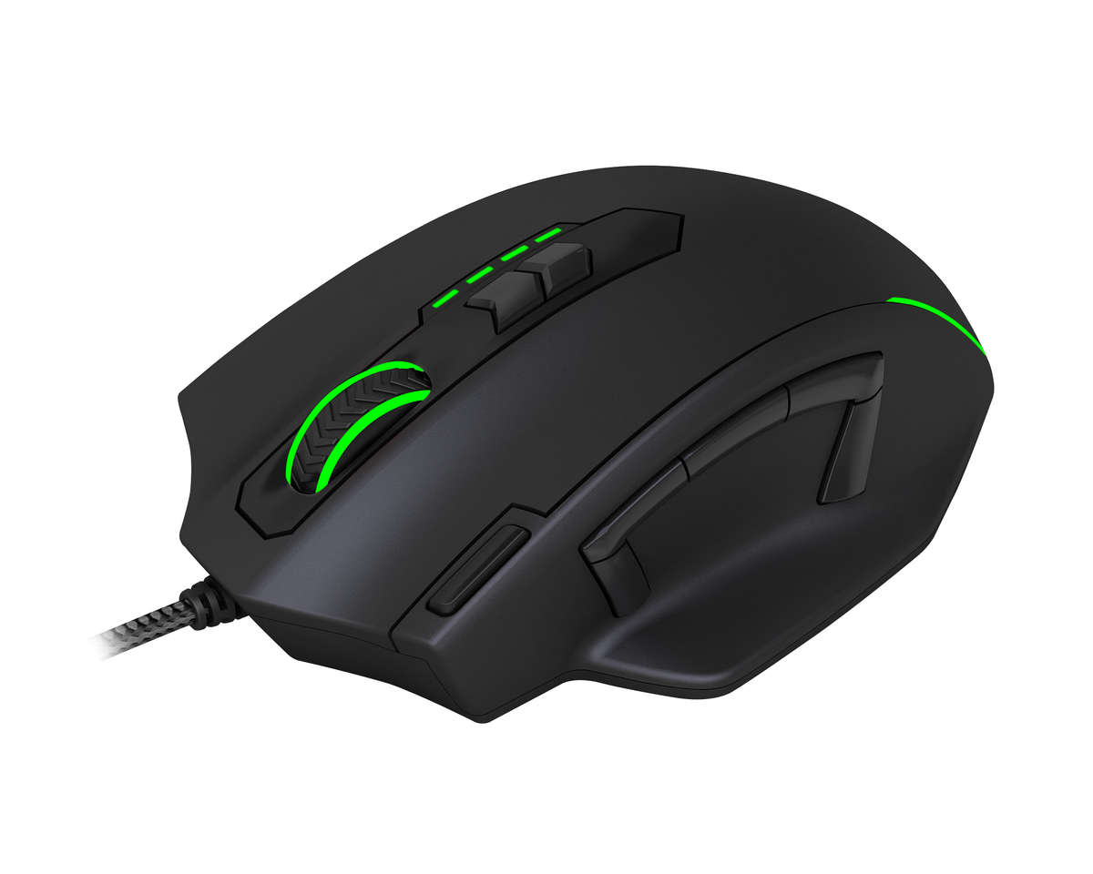 T-Dagger Major 8000DPI 10 Button|180cm Cable|Ergo-Design|RGB Backlit Gaming Mouse - Black/Green