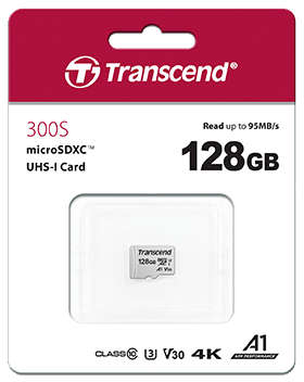 Transcend - 300S 128GB UHS-I U3A1 MicroSD Memory Card