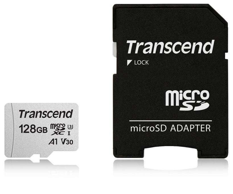 Transcend 300S 128GB MicroSDXC/SDHC Class 10 U1 Memory Card with SD Adapter