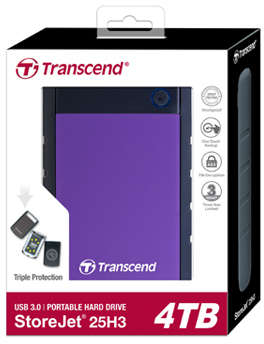 Transcend StoreJet 25H3 2.5 inch 4TB USB 3.0 External Hard Drive - Purple