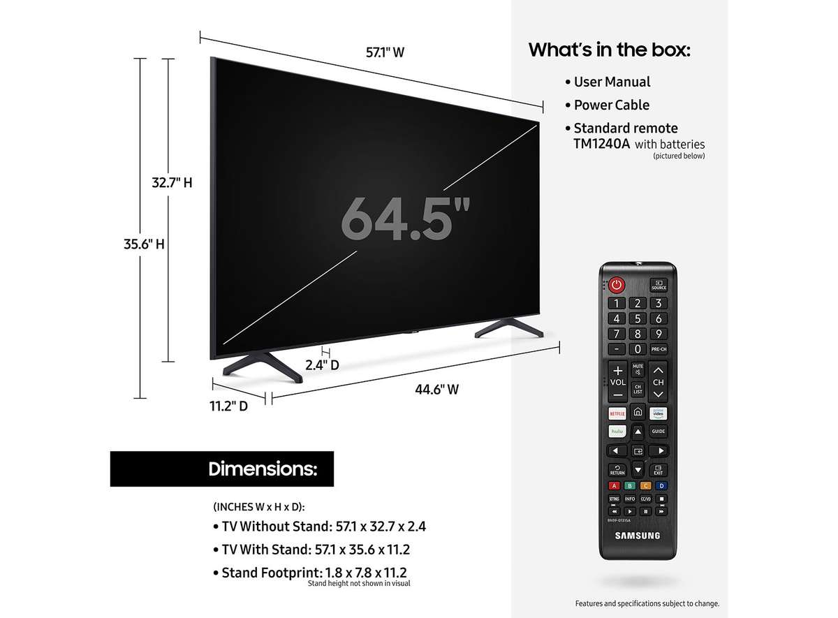 Samsung 65 inch Crystal UHD 4K Smart TV TU7000