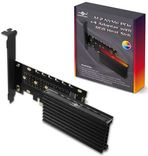 Vantec UGT-M2PC12-RGB M.2 NVMe PCIe x4 Adapter with ARGB Heat Sink