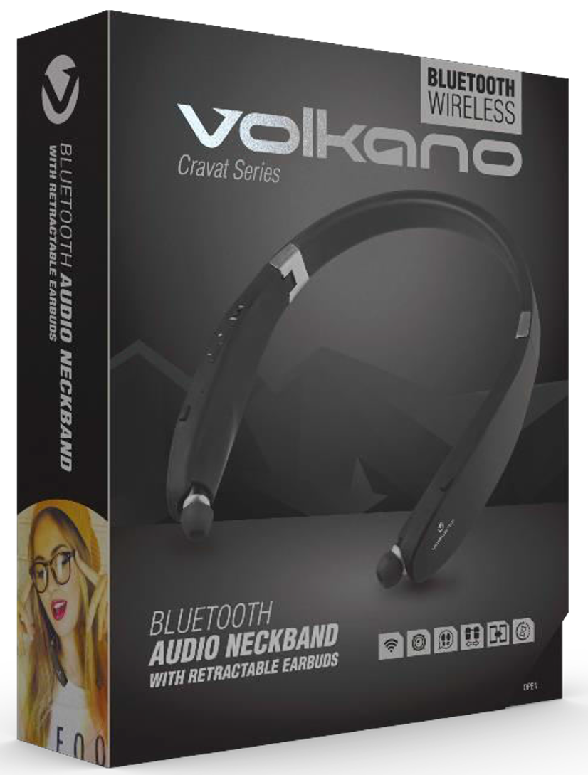 Volkano Cravat series Bluetooth earphone with neckband - Black