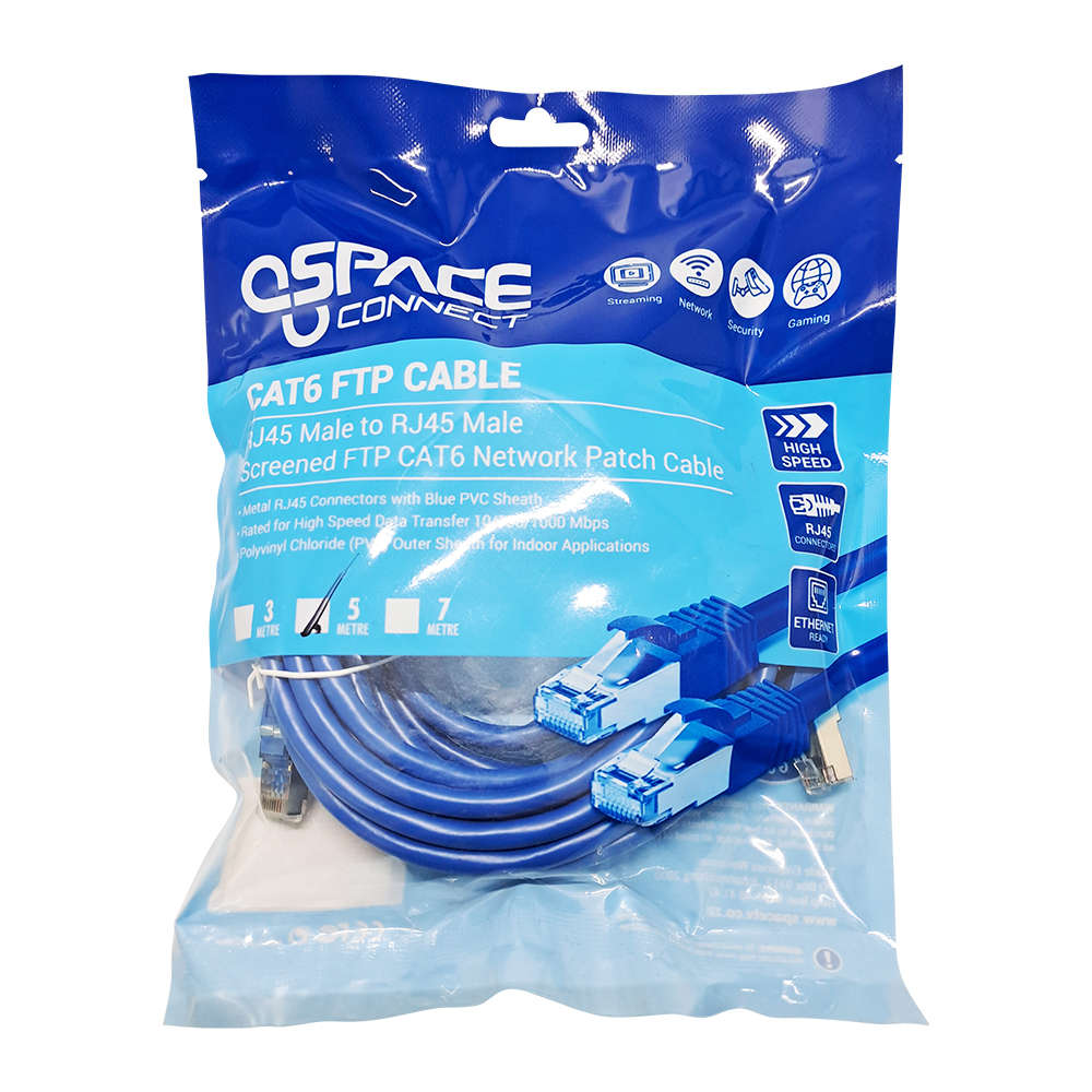 Space TV CAT6 FTP Network Patch Cable Blue PVC 7m