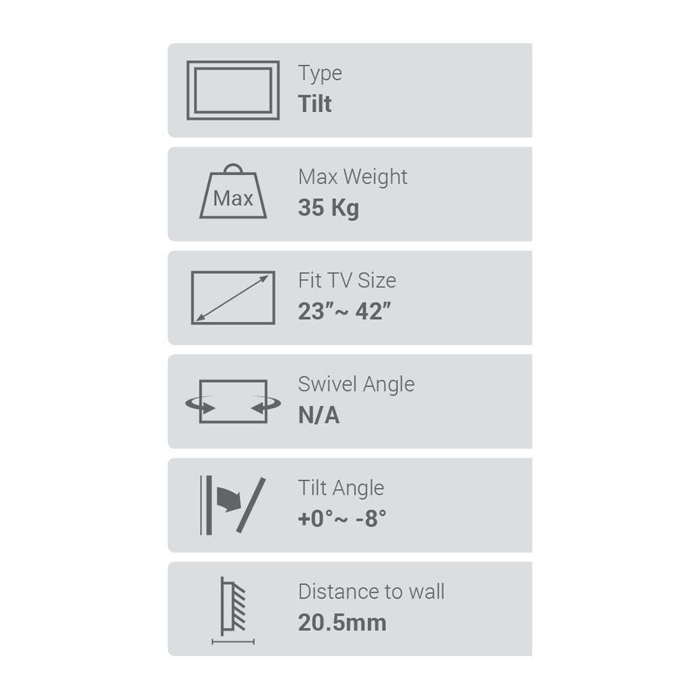 Space TV Tilting Wall Mount TV Bracket for 23"-42" LED & LCD TVs & Monitors