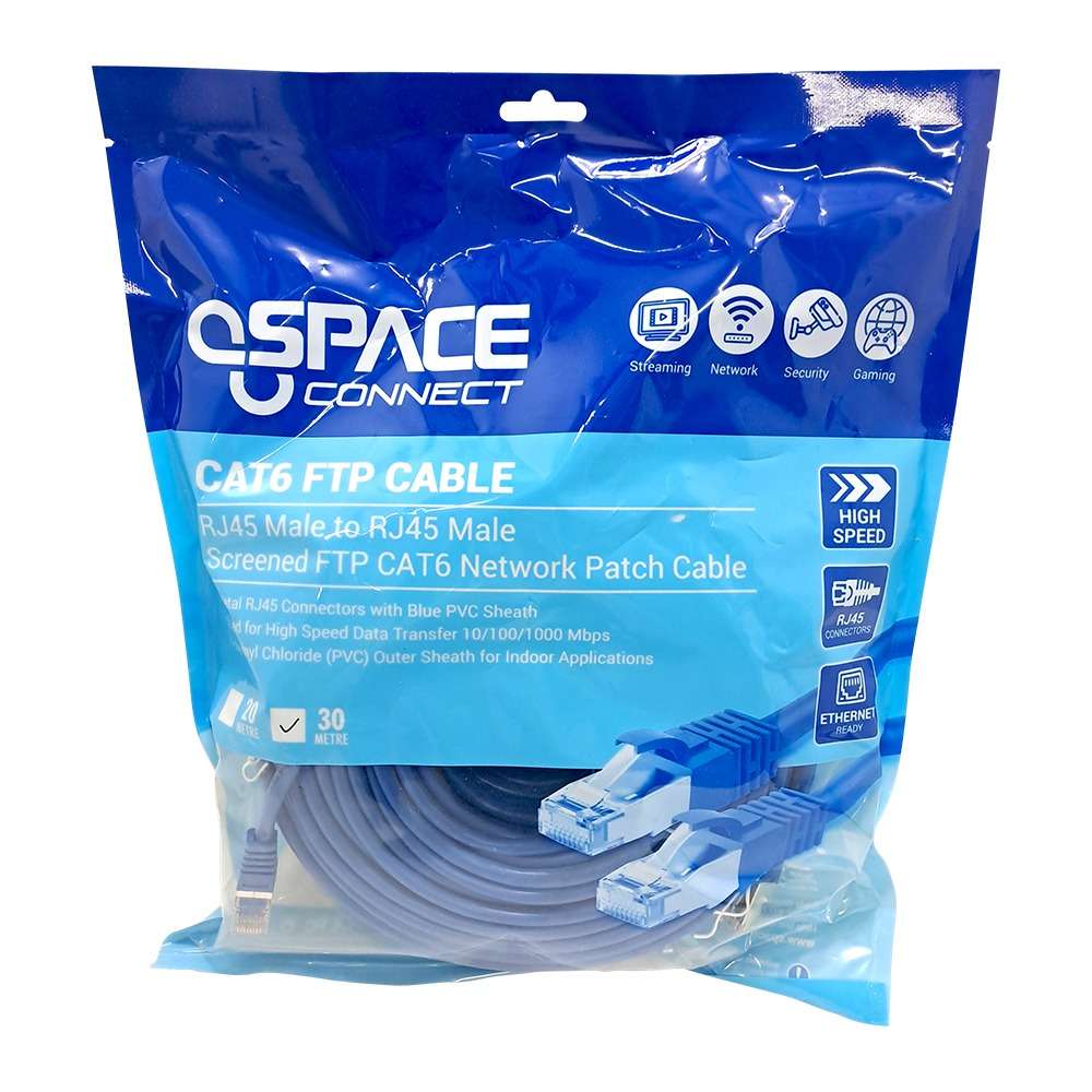 Space Connect CAT6 FTP Network Patch Cable Blue PVC 30m