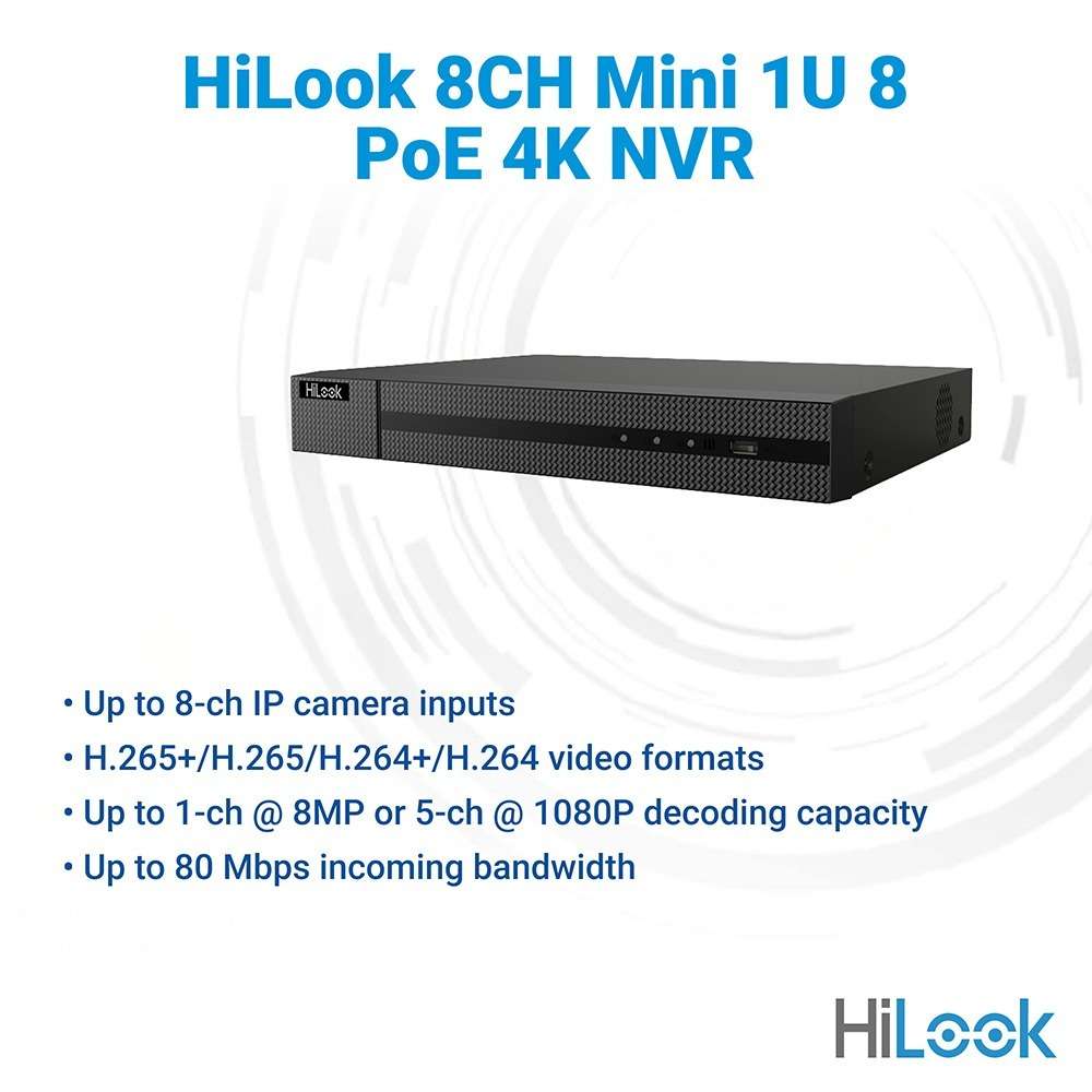 HiLook 8CH Mini 1U 8 PoE 4K NVR