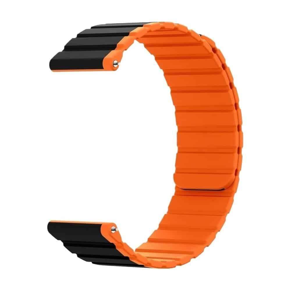 22MM Silicone Magnetic Watch Band - Orange+Black