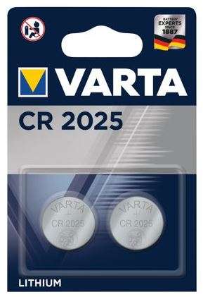 Varta CR2025 Lithium 2Pack Coin Cell Battery
