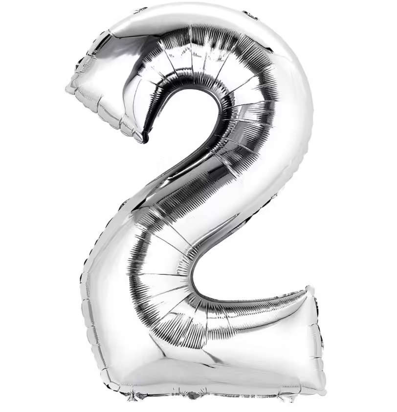 Casey 102cm Silver Balloon Number 2