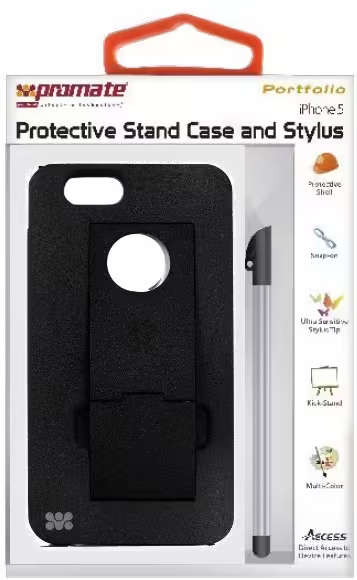 Promate Black Portfolio iPhone 5 Protective Stand