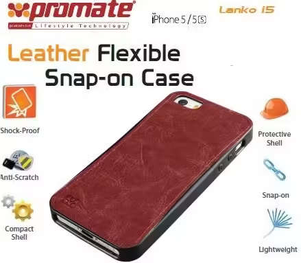 Promate Brown Lanko.i5 Hand Crafted Leather Case