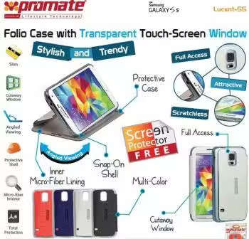 Promate Red Lucent S5 Bookcover with Touch Screen