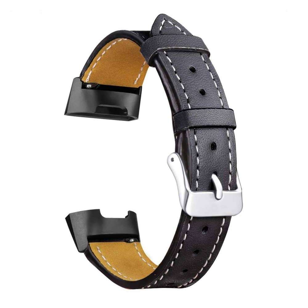 PE Leather Strap for Fitbit Charge 3/4, Sense - Black